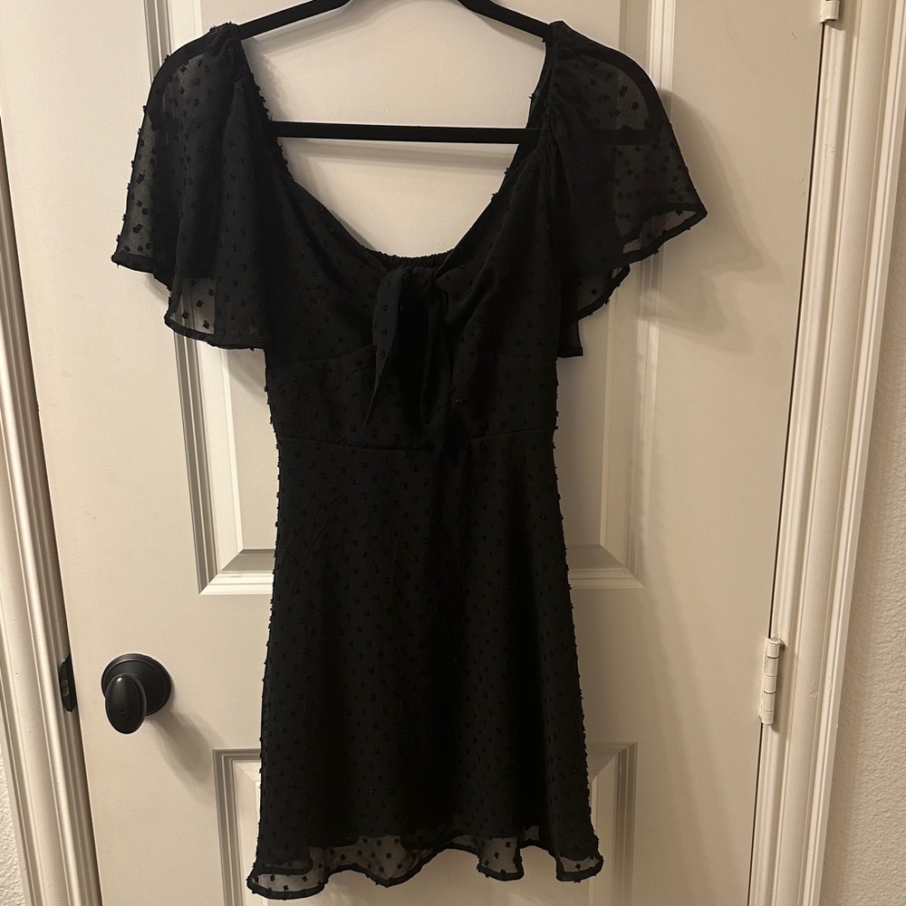 Miami Black Mini Dress with Sheer Overlay